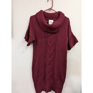 Pink Rose maroon cable knit short sleeve sweater dress size XL